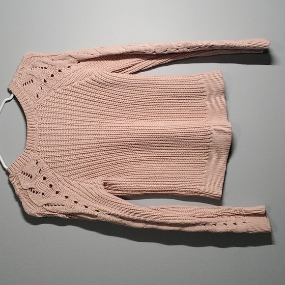 lucky brand sweater women's size xs x-small pink peekaboo knit barbiecore boho - Picture 4 of 5